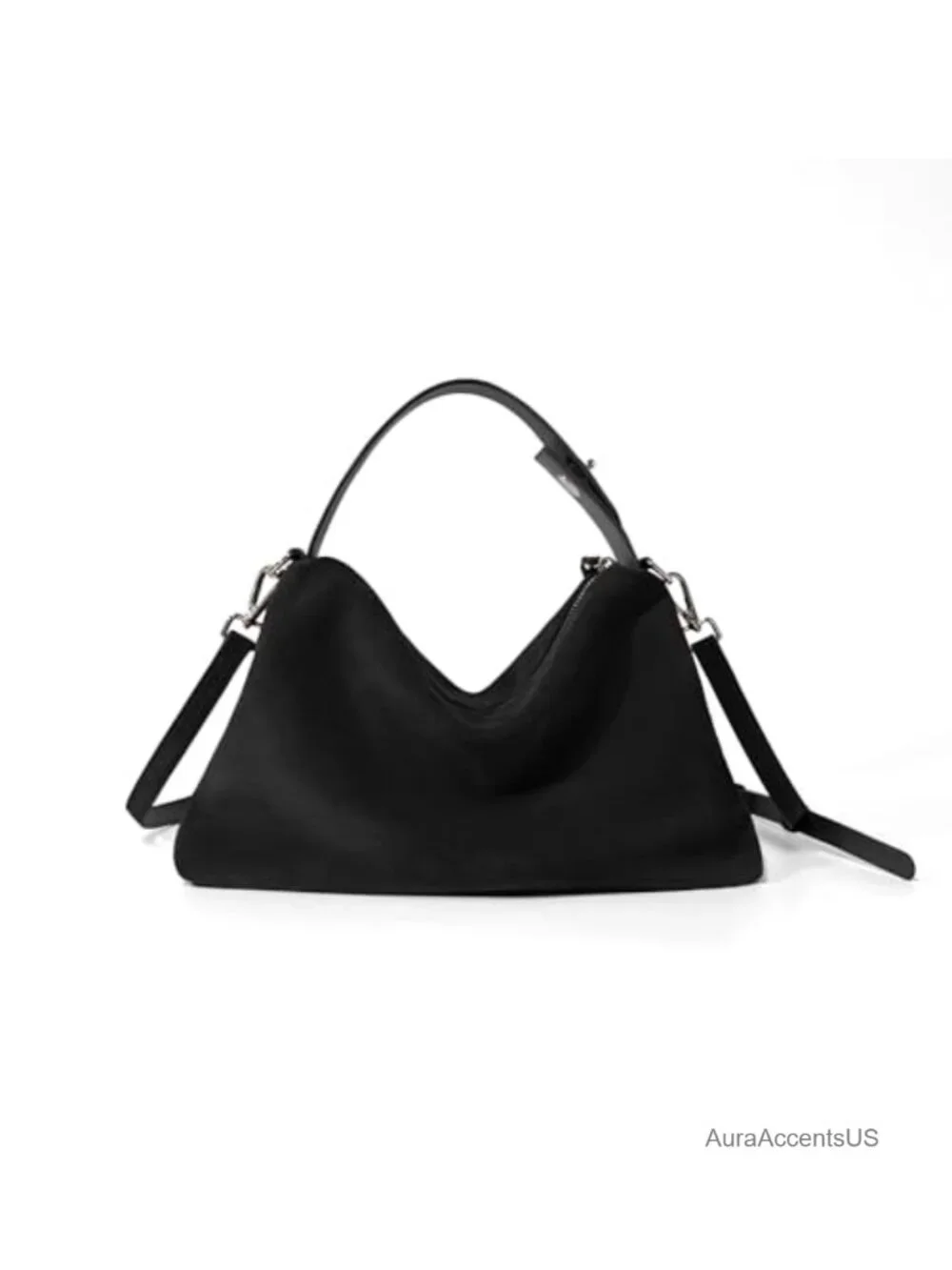 Suede Leather Tote Bag with Crossbody Strap Hobo Satchel Purse